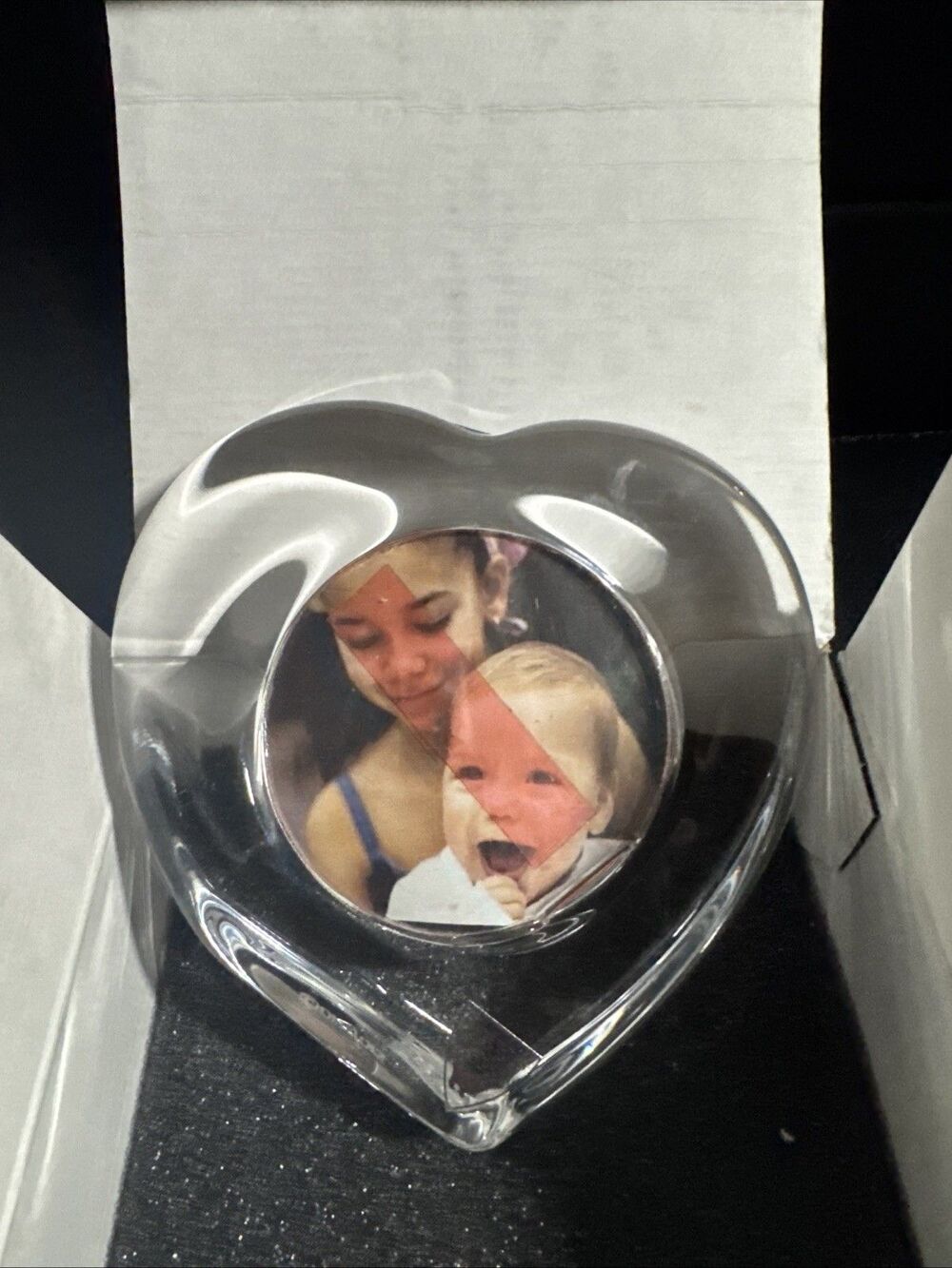 Amour Orrefors 6500648 Glass Heart Photo Dish - Sweden - Boxed & Gift Worthy